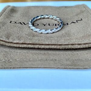 New pristine David Yurman 18k pave flex white gold diamond ring 8.